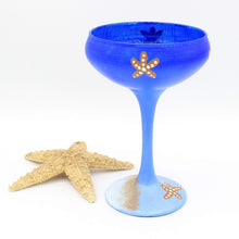 Load image into Gallery viewer, Hand Painted Blue Starfish Glass Candle Holder
