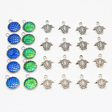 Load image into Gallery viewer, 26 Sea Turtle, Blue &amp; Green Mermaid Beach Charms Set
