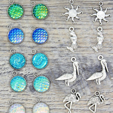 Load image into Gallery viewer, 32 Tropical Birds &amp; Mermaid Charms Bulk Beach Charms
