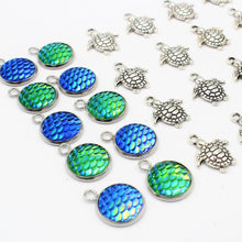 Load image into Gallery viewer, 26 Sea Turtle, Blue &amp; Green Mermaid Beach Charms Set
