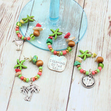 Load image into Gallery viewer, 4 Lime Green &amp; Coral Starfish Wine Glass Charms
