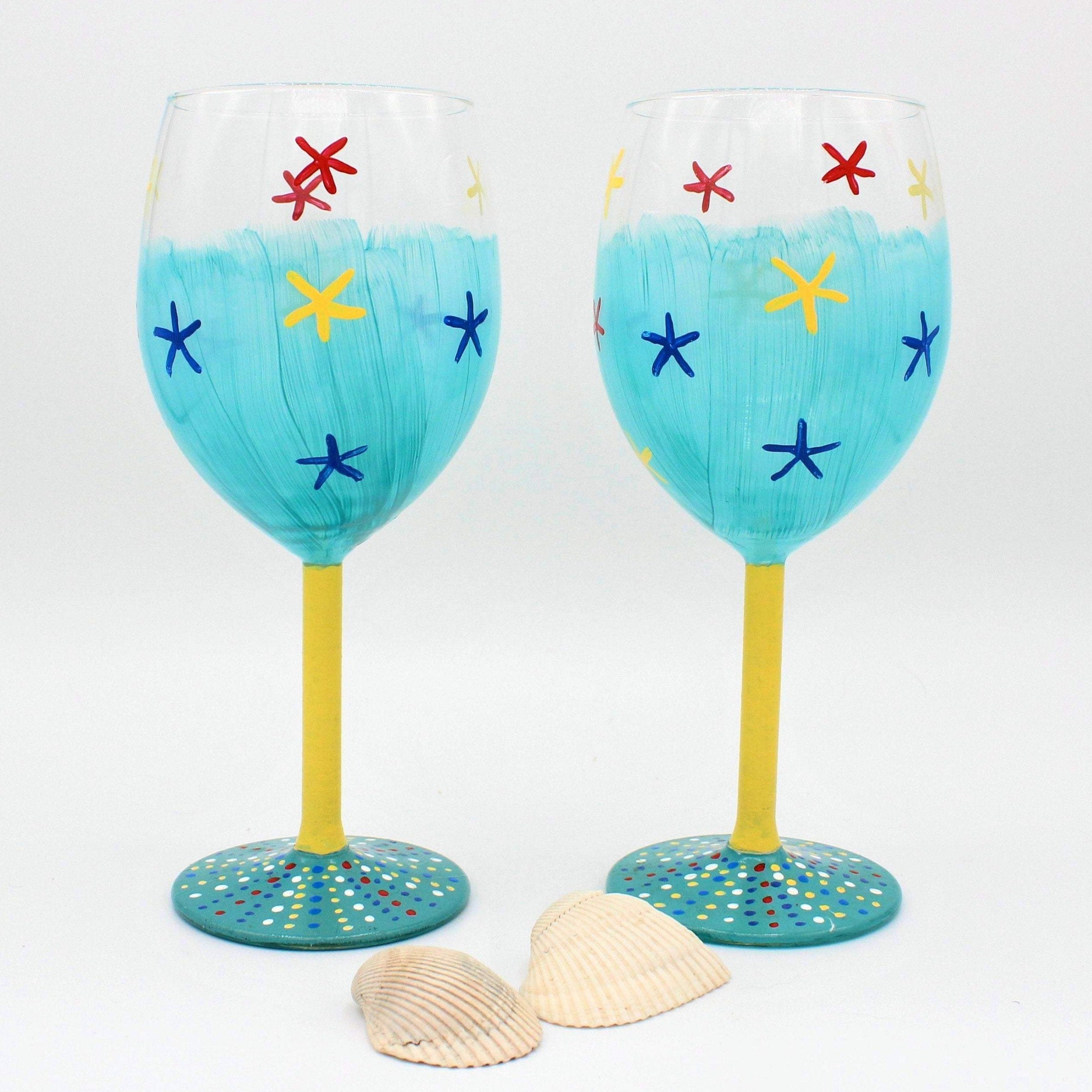 Painted Wine Glasses, Pretty Wine Glass, Patriotic Gift, Hand