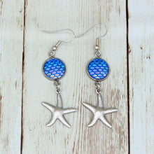 Load image into Gallery viewer, Tropical Blue Starfish Earrings in Stainless Steel
