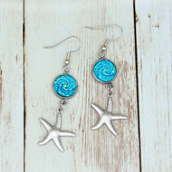 Tropical Turquoise Starfish Earrings in Stainless Steel