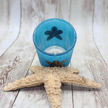 Load image into Gallery viewer, Red &amp; Blue Starfish Hand Painted Glass Candle Holders
