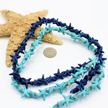 Load image into Gallery viewer, 78 Nautical Howlite Starfish Beads in Turquoise &amp; Navy
