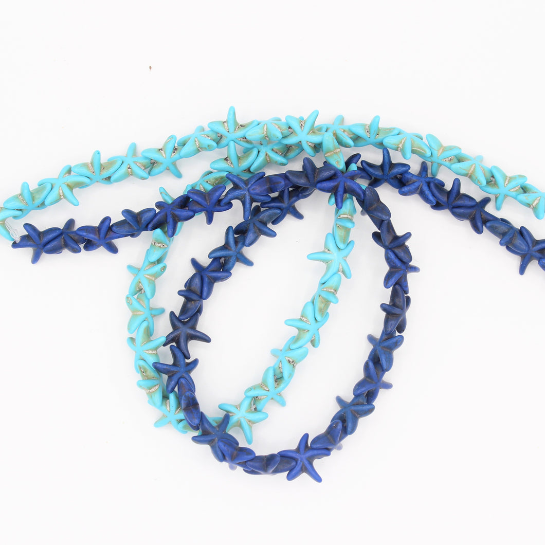 78 Nautical Howlite Starfish Beads in Turquoise & Navy