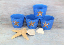 Load image into Gallery viewer, 4 Blue Starfish Hand Painted Glass Candle Holders
