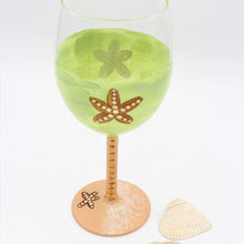 Load image into Gallery viewer, Hand Painted Lime Green Starfish Wine Glass
