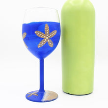 Load image into Gallery viewer, Cobalt Blue Hand Painted Starfish Wine Glass

