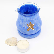 Load image into Gallery viewer, Blue Starfish Hand Painted Glass Candle Holder
