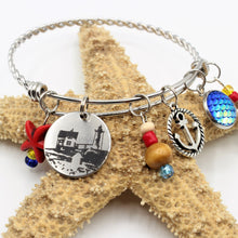Load image into Gallery viewer, Nubble Lighthouse Patriotic Stainless Steel Charm Bracelet
