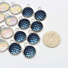 Load image into Gallery viewer, 16 Navy &amp; White Nautical Mermaid Charms - Stainless Steel
