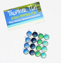 Load image into Gallery viewer, 16 Tropical Blue &amp; Green Mermaid Charms - Stainless Steel
