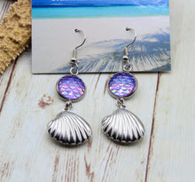 Load image into Gallery viewer, Purple Mermaid Earrings in Stainless Steel
