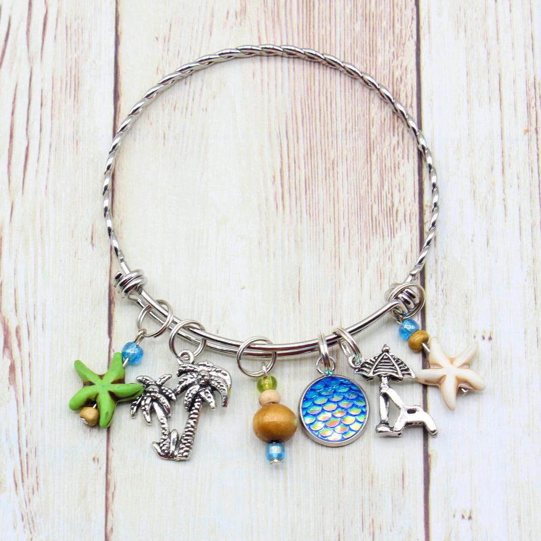Day At The Beach Stainless Steel Charm Bracelet