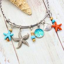 Load image into Gallery viewer, Tropical Orange Beach Charm Bracelet in Stainless Steel

