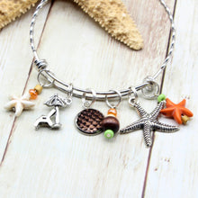 Load image into Gallery viewer, Warm Tropical Beach Charm Bracelet in Adjustable Stainless Steel
