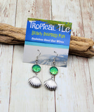 Load image into Gallery viewer, Green Mermaid Beach Earrings in Stainless Steel

