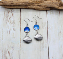 Load image into Gallery viewer, Nautical Blue Mermaid Earrings in Stainless Steel
