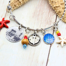 Load image into Gallery viewer, Nubble Lighthouse Patriotic Stainless Steel Charm Bracelet
