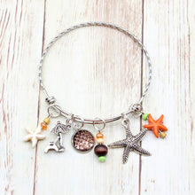 Load image into Gallery viewer, Warm Tropical Beach Charm Bracelet in Adjustable Stainless Steel
