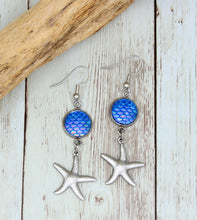Load image into Gallery viewer, Tropical Blue Starfish Earrings in Stainless Steel
