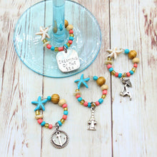 Load image into Gallery viewer, 4 Coral &amp; Turquoise Starfish Wine Glass Charms
