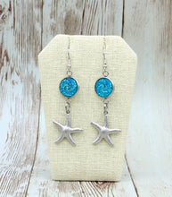 Load image into Gallery viewer, Tropical Turquoise Starfish Earrings in Stainless Steel
