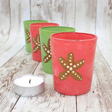 Load image into Gallery viewer, 4 Tropical Hand Painted Glass Candle Holders
