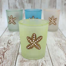 Load image into Gallery viewer, 4 Pastel Starfish Hand Painted Glass Candle Holders,
