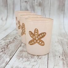 Load image into Gallery viewer, 4 Beige Starfish Hand Painted Glass Candle Holders
