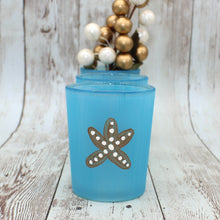 Load image into Gallery viewer, 4 Teal Starfish Hand Painted Glass Candle Holders
