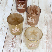 Load image into Gallery viewer, 4 Bronze &amp; Gold Starfish Hand Painted Glass Candle Holders
