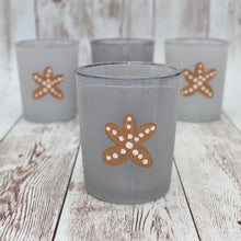 Load image into Gallery viewer, 4 Gray Starfish Hand Painted Glass Candle Holders
