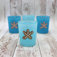 Load image into Gallery viewer, 4 Ocean Blues Starfish Hand Painted Glass Candle Holders
